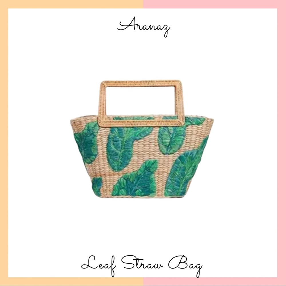Aranaz Green Palm Leaf Straw Bag